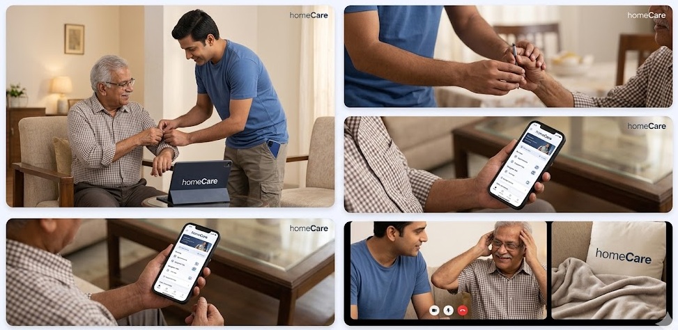 homeCare at home: bedside support, mobile app for appointments and records, and video visits